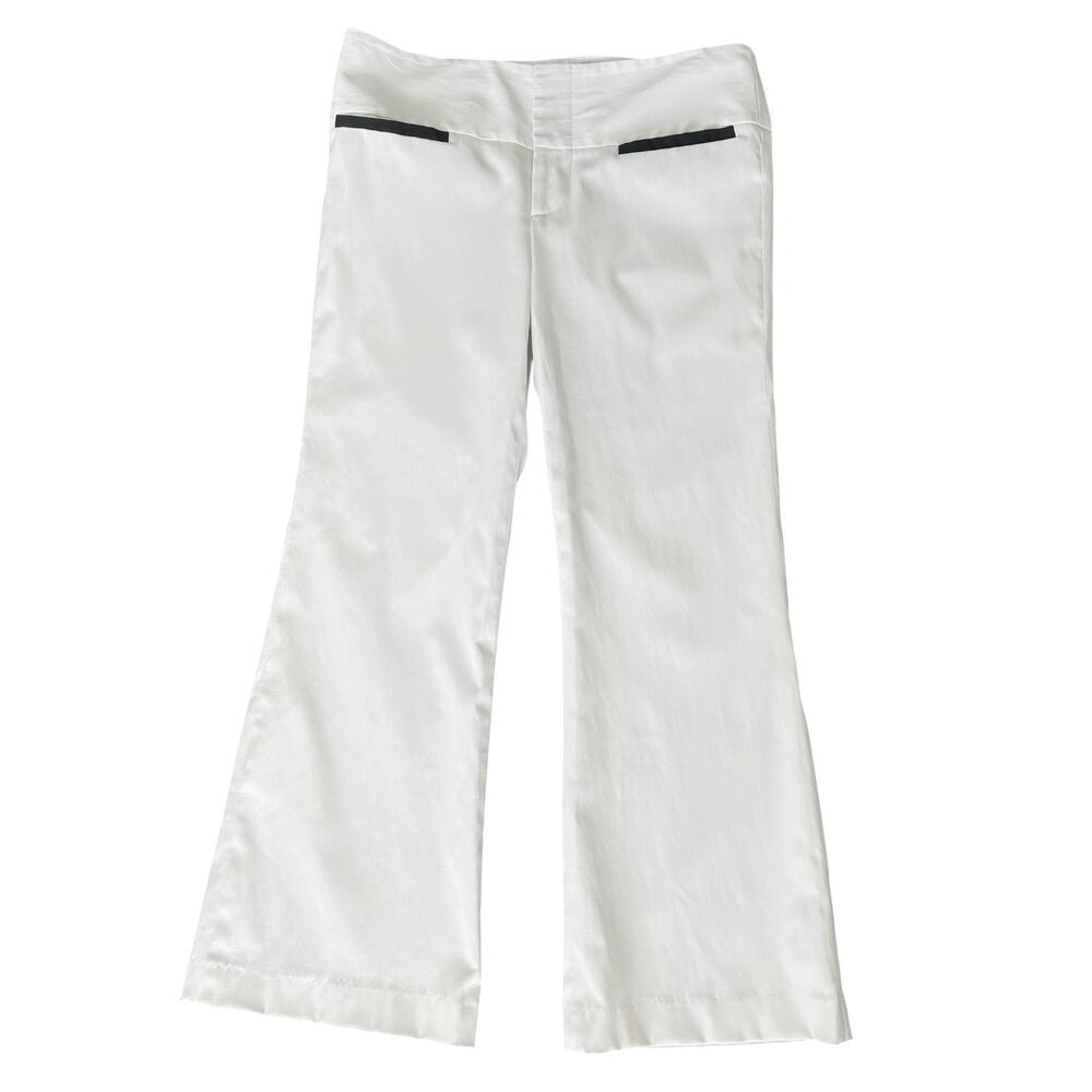 Alice + Olivia White Black Flare Dress Pants 8 Carrier Business Bridal Office